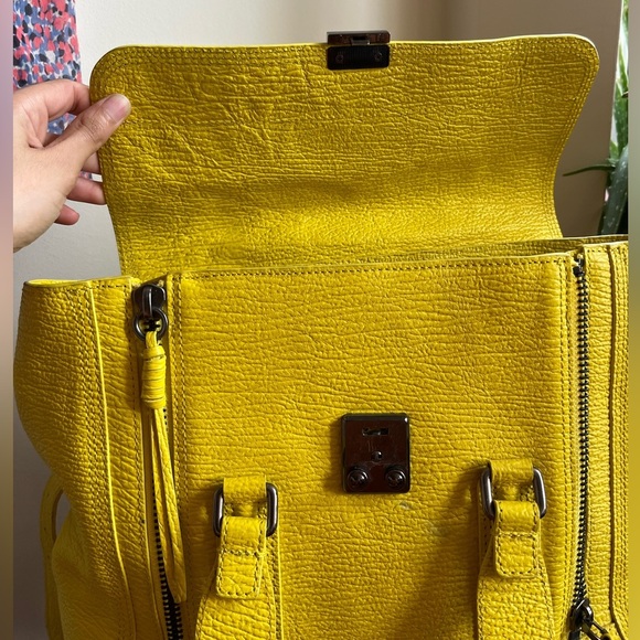 3.1 Phillip Lim Pashli Medium Bright Yellow Calfskin Leather Satchel W/ Strap - Picture 9 of 16